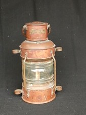 MARINE - LAMPE TEMPÊTE À PÉTROLE ANCIENNE EN CUIVRE & LAITON