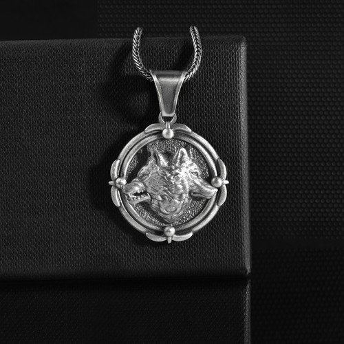 Collier loup viking argent - loup, en