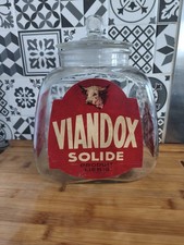 Pot ancien, Pot d'épicerie en verre étiquette publicitaire BOUILLON VIANDOX