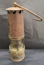 Lampe de mineur acier bronze verre Baccarat bon état hauteur 30 cms