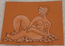 * FEMME NUE ALLONGEE * PASTEL