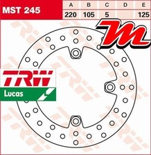 Disque de frein Arrière TRW Lucas MST 245 Triumph 900 Speed Triple T509 1997-98