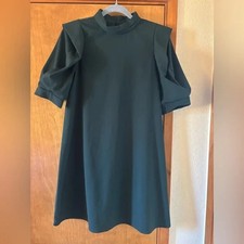 Zara Teal Mini Dress with Puff Sleeves
