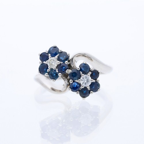 Bague diamants saphir ct - saphir, 1,18