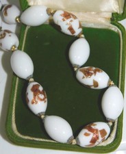 Vintage Murano Italien Lait or Blanc Déjoué'Art Verre Collier Ras Du Cou 7h 2