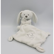 Doudou lapin blanc - gris, pois