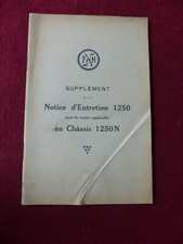 livret : supplément notice entretien automobile FN 1250 / chassis 1250 N 