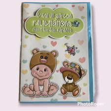 - Carte De Félicitations - Naissance - Bébé Garçon avec enveloppe