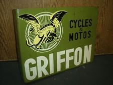 RARE TOLE PEINTE POTENCE CYCLES MOTOS GRIFFON D EPOQUE no terrot motobecane