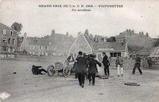 76 CPA DEBUT 1900 DIEPPE GRAND PRIX DE L'A C F 1908 VOITURETTES UN ACCIDENT