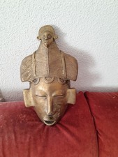 Ancien MASQUE Africain En Bronze