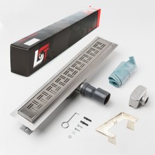 Caniveau Lignes Fente 500x70mm Gouttière Avec Inox Siphon Grille Filtrante