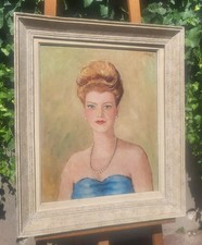 BERTODO TAUBERT.  Portrait Femme .  Peinture huile sur panneau D 'Isorel .