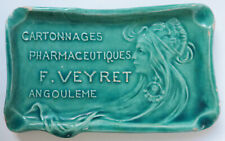 Cendrier Cartonnages VEYRET à Angoulême Art Nouveau 1900 Fayencerie de Moret 