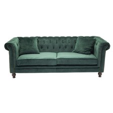 Canapé 3 Places en Velours "Chesterfield" 217cm Vert