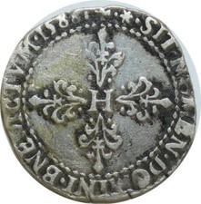 O7836 Rare Henri III Demi franc au col plat 1588 I Limoges argent ->Faire offre