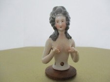 Woman Brush Stroked Hair Arms Away German Pin Cushion Half Doll 2-3/4" Good 