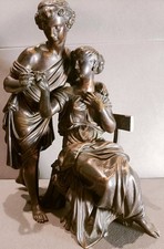 Moreau Mathurin ?(1822-1912) Couple bronze à patine brune, signé. Édit. ancienne