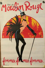 AFFICHE ORIGINALE  BAL DU MOULIN ROUGE  RENE GRUAU  ANNEES 70  40x60 cm curiosa