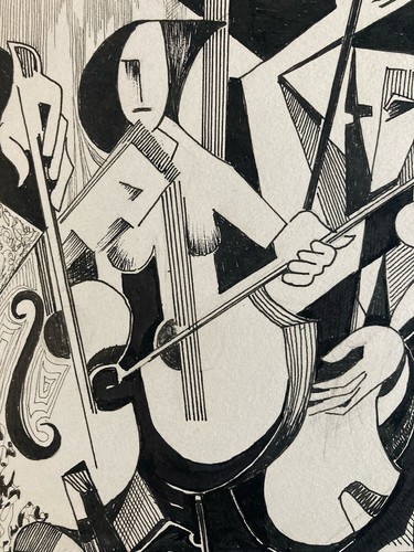 Beau dessin encre - dessin, musicien