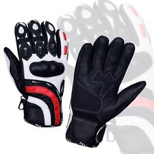 Hommes Imperméable Joint Moto Gants Cuir Blanc Été
