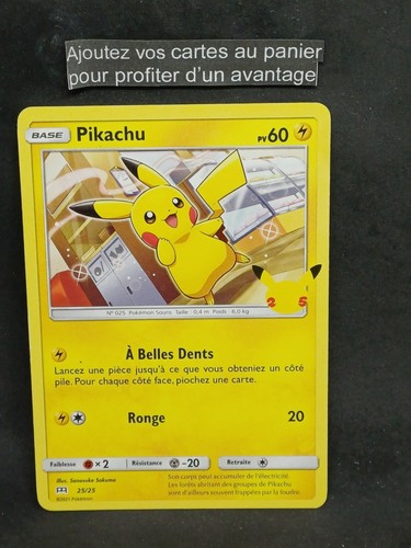 Carte pokémon pikachu 25 - carte, 25/25