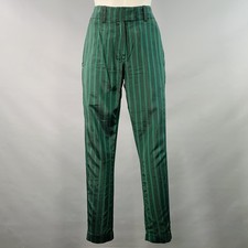 Ann Demeulemeester Taille 6 Pantalon D'Habillé Plat Rayé Vert Noir En Cupro