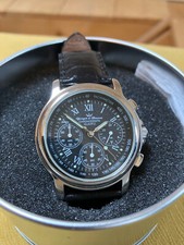 montre younger et bresson chronograph noire, bracelet cuir noir