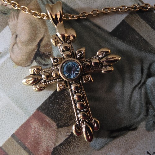 Collier croix ornée pierre - collier, et