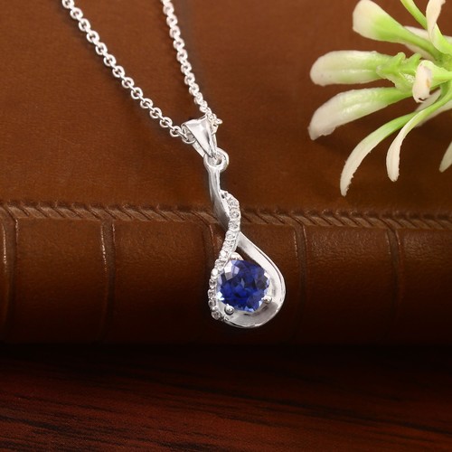 Saphir bleu pendentif 925 - bleu,