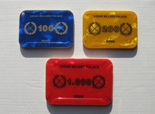 Lot de 3 jetons de casino / César Billard Palace / vintage / obsolète / Reims