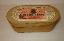 ANCIENNE BOITE PUBLICITAIRE EN BOIS POUR LES MADELEINES LA CLOCHE D'OR COMMERCY 