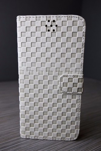 Grid pattern wallet flip - flip, stand
