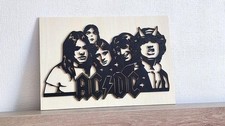 ? Poster AC/DC en bois gravé – déco rock unique
