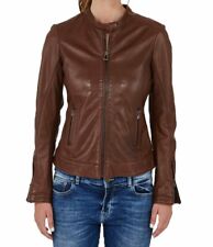 Blouson en cuir véritable bombardier élégant pour femme veste en peau d'agnea...
