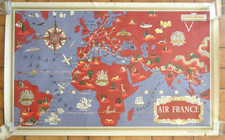 AFFICHE ANCIENNE AIR FRANCE Réseau aérien mondial Planisphère LUCIEN BOUCHER