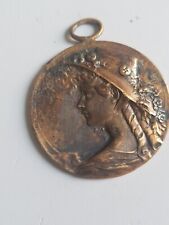 MEDAILLE  ART NOUVEAU buste de Jeune au chapeau en bronze 4,5 cm