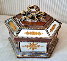 ANCIENNE  BOITE STYLE NAPOLEON III    DE FORME OCTOGONALE  A FACETTES MIROIR