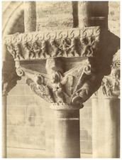 France, Moissac, chapiteaux du cloitre  Vintage albumen  print Tirage albuminé