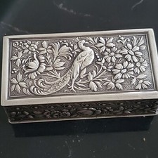 Rare boite argent massif poinçon étoile Espagne p/ pilules, pour timbres 36,4 gr