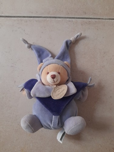 Doudou peluche ours bleu - ours,