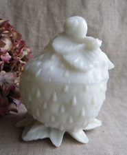 ANCIEN SUCRIER EN OPALINE - ESCARGOT SUR UNE FRAISE - DÉBUT XXe - PORTIEUX