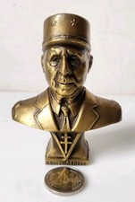 Petit buste du général Charles De Gaulle vintage regule couleur bronze doré 