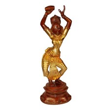 Statue Figurine De Belle Dame Apsara Dansante En Laiton 11" De Hauteur