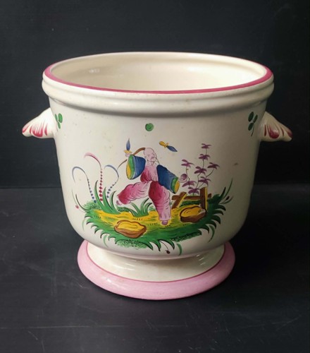 Cache pot faience decor - faience,