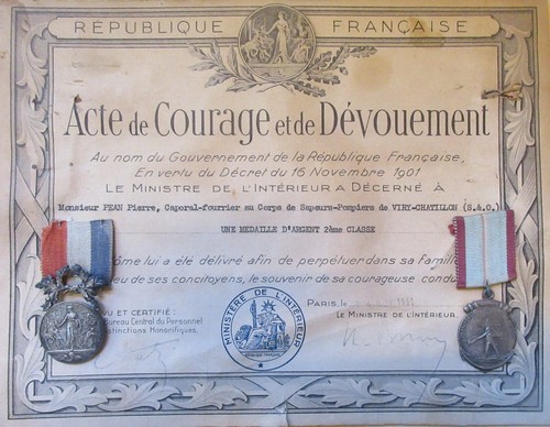 Pompier diplôme pour acte - pompier.,