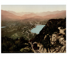 Italia, Lugano, dalla vetta San Salvatore Vintage photochrom,  photochromie, v