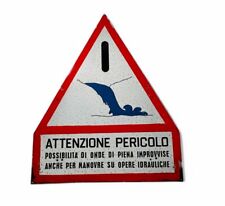 Panneau Routier Danger Métal Vintage ENEL ATTENTION DANGER Années 70