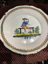 Ancienne Assiette Faïence Nevers France Époque Motif Révolutionnaire Fin XVIII