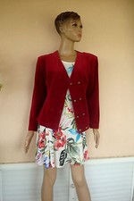 VESTE MI SAISON CHIC PROMOD VELOURS ROUGE BORDEAUX  T 42/44 CEREMONIE. NEUVE